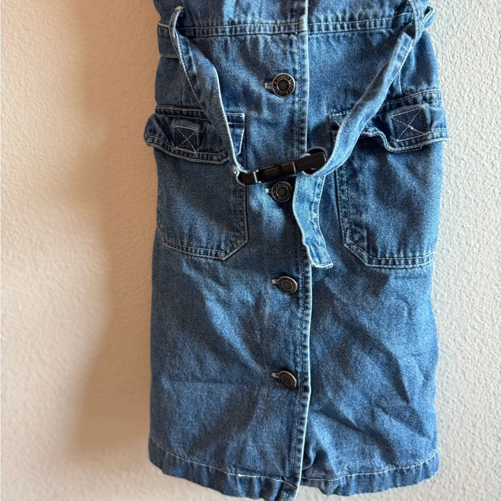 Vintage 😍 Denim Sleeveless Button-Down Dress